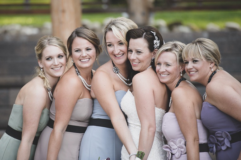 bride and her bridesmaids at vintage okanagan wedding by nelson, kelowna, bc, wedding photographer electrify photography